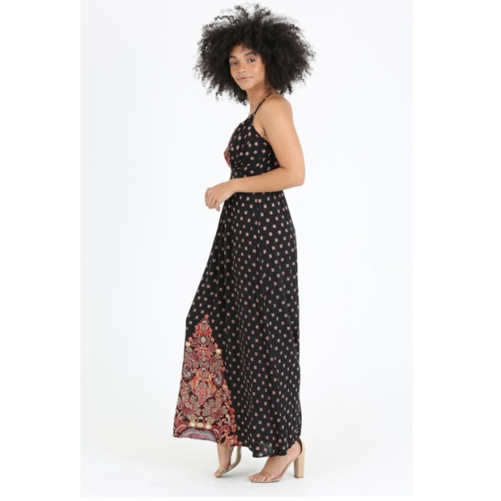 Angie Black Paisley Bohemian Maxi Dress B4Y27-W702 - Picture 4 of 5